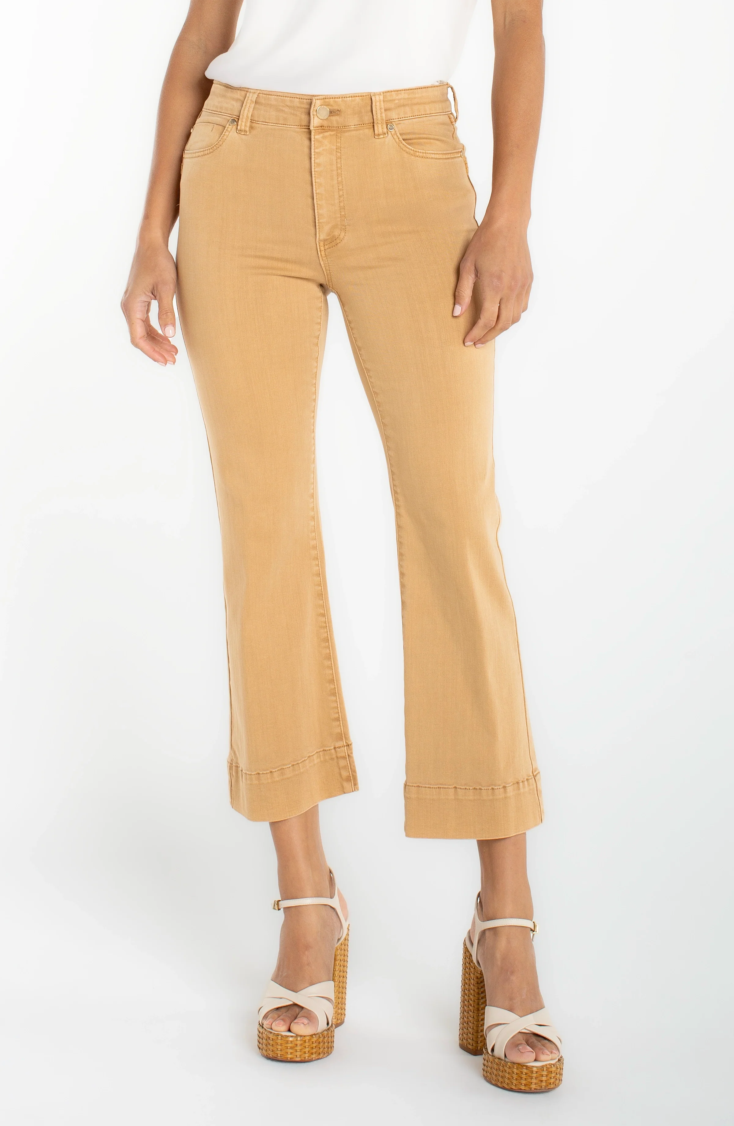 Liverpool Hannah Crop Flare Hugger in Straw LM4738F81