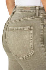 Liverpool LM7259WF Hannah Crop Flare w/ Fray Hem in Mineral Laurel Olive