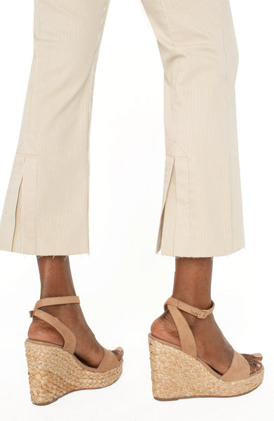 Liverpool LM7798STP Gia Glider Crop Flare in Cappuccino Pinstripe
