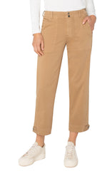Liverpool LM7949L12 Utility Crop w/ Tab Hem in Desert Camel