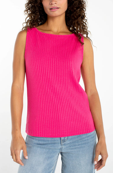 Liverpool Sleeveless Boat Neck Rib Knit Top LM8747K61