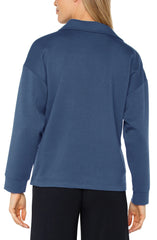 Liverpool LM8H49C9 Cloud 9 V-Neck Popover w/ Collar in Prussian Blue