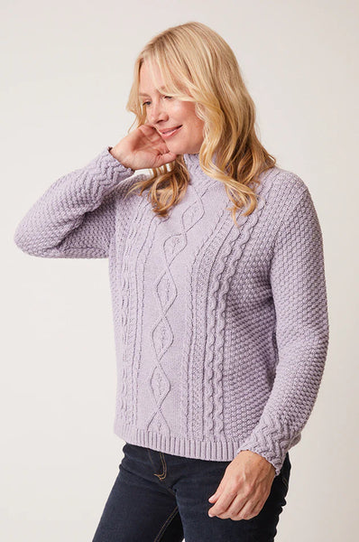 Cotton Country by Parkhurst Melanie Funnel Sweater Lilac Tweed 85170