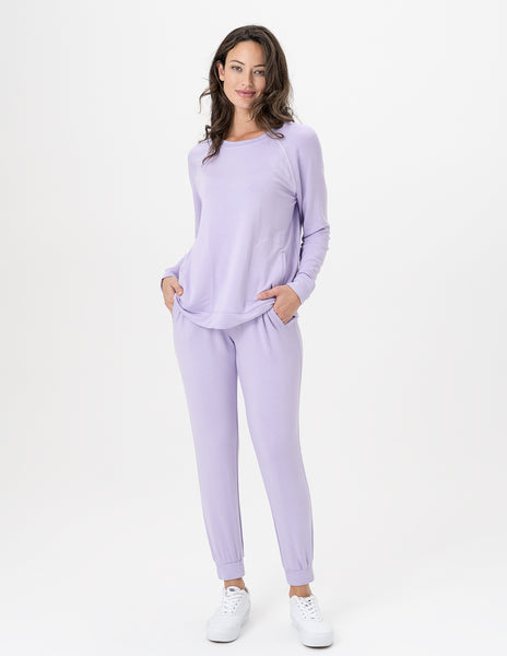 Renuar Casual Jogger Knit Pant with Pockets in Lavender R10041