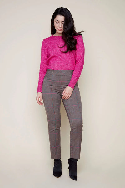 Renuar Woven Plaid Pants in Chocolate Combo R11002-E3003