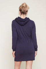 Renuar Hooded Sweatshirt Dress R4325 in New Midnight