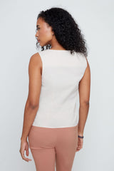Renuar Sleeveless Tie Front White Blouse R5185