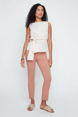 Renuar Sleeveless Tie Front White Blouse R5185