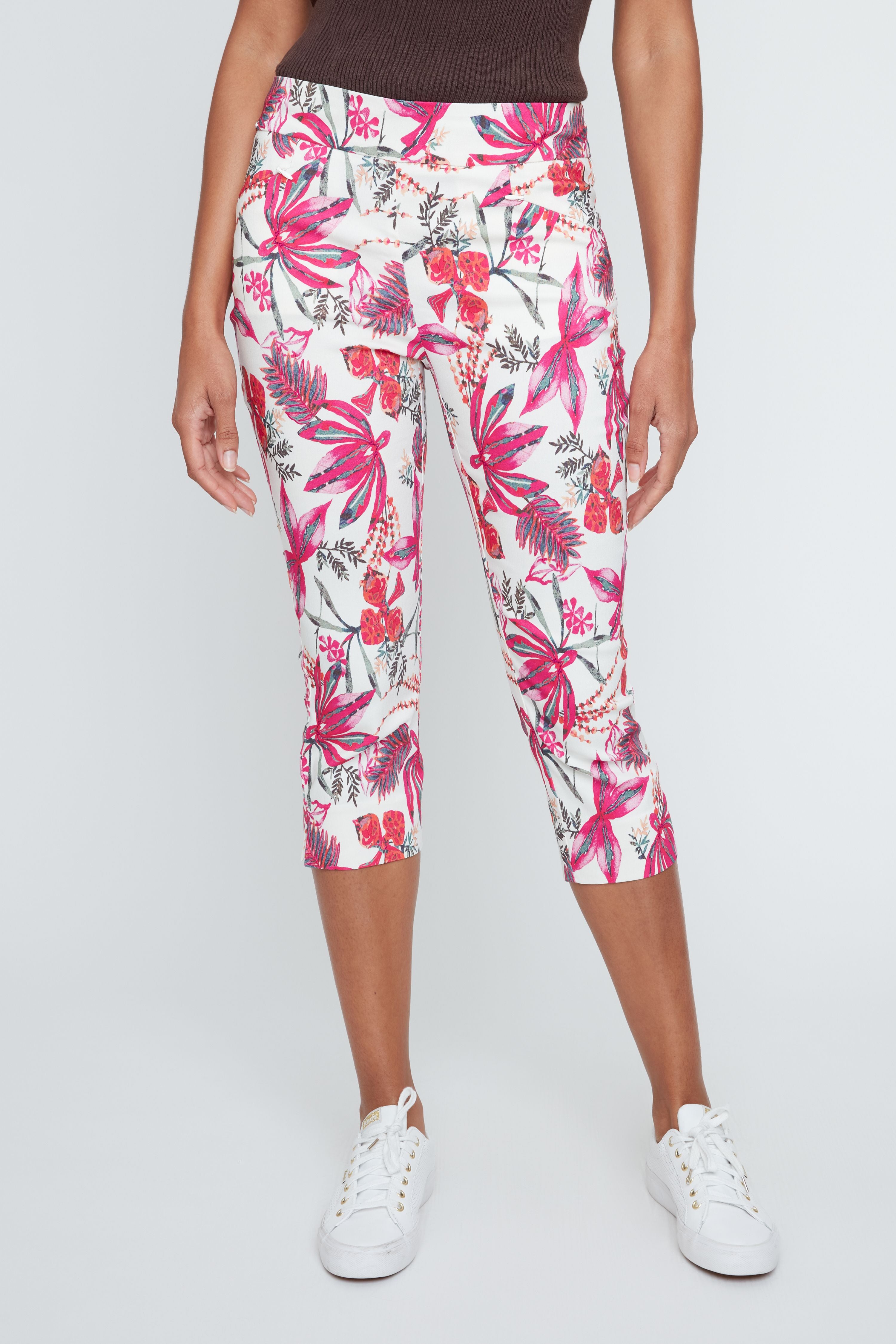 Renuar Paris Fit Woven Capri in Orchid Combo R8088