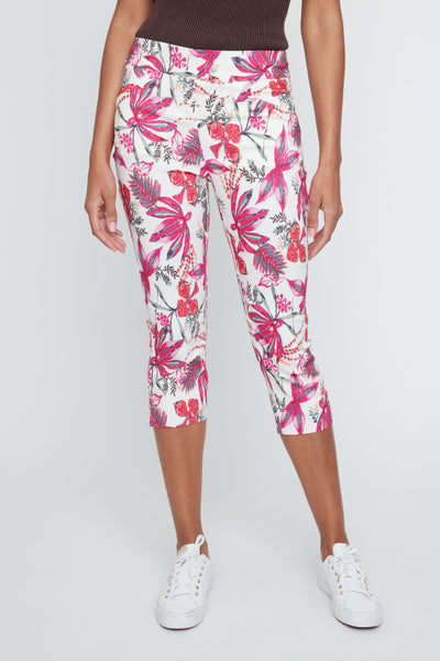 Renuar Paris Fit Woven Capri in Orchid Combo R8088