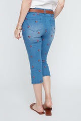Renuar Cherry Print Denim Capris R8132D