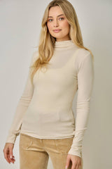 61604 Pointelle Mock Neck Top