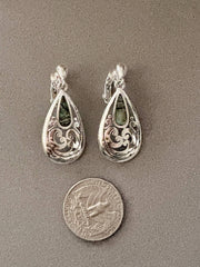FR4869 Abalone Filigree Teardrop Clip On Earrings