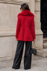 CLASC0010: Luxe Faux Fur-Collar Tailored Coat