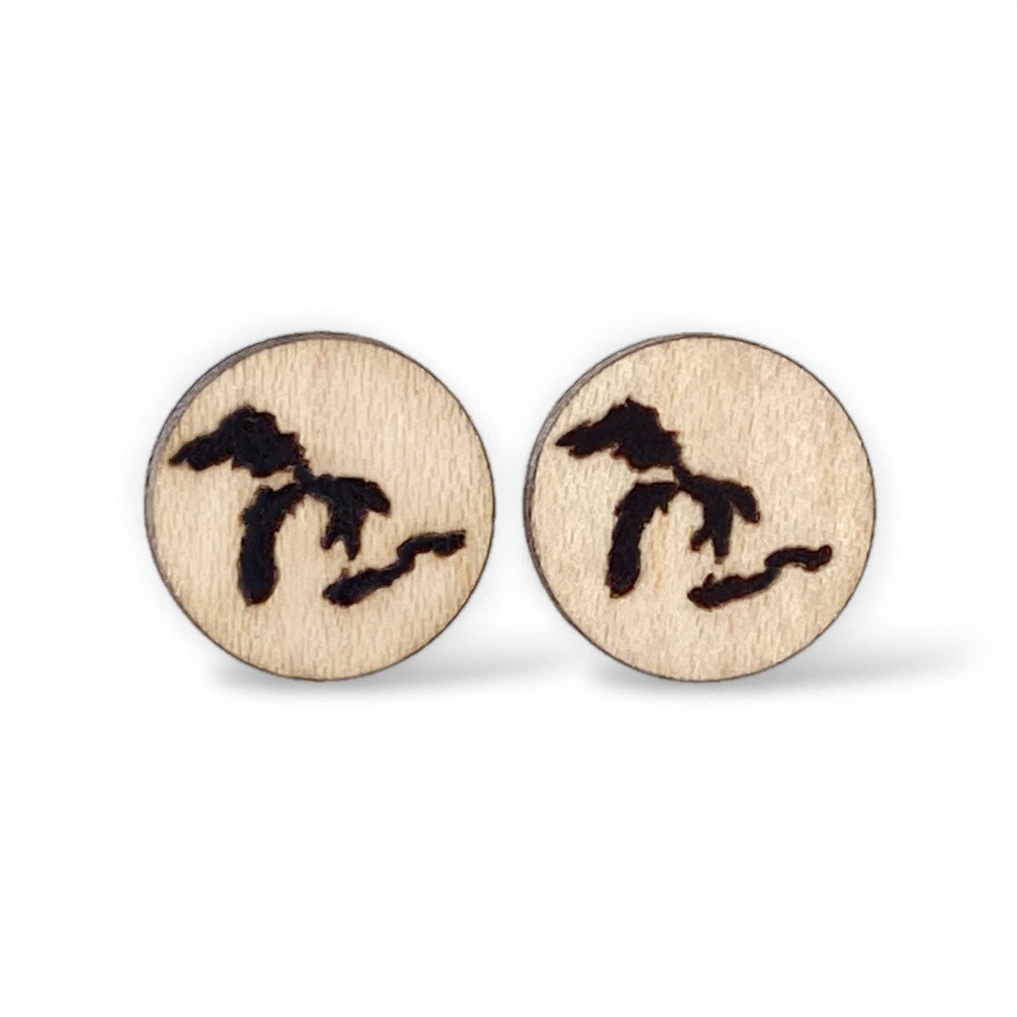 Great Lakes Wooden Post Earrings