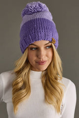 Lt. Purple & Purple Color Block Pom Hat