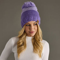 Lt. Purple & Purple Color Block Pom Hat