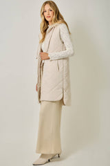 61143 Quilted Puffer Long Hoodie Vest