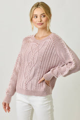 61162 Washed Cable Sweater