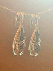 FR4869 Abalone Filigree Teardrop Clip On Earrings