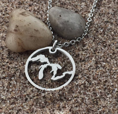 Great Lakes Outline Pendant, large, petite, mini