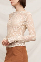 Floral Lace Long Sleeve Mesh Top