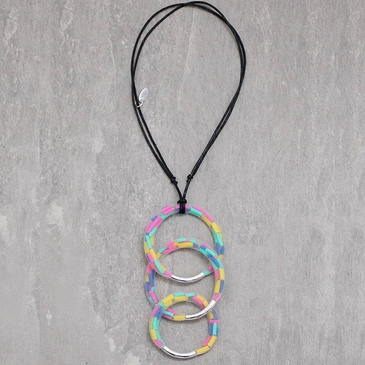 White Mesh Confetti Pendant Necklace