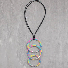 White Mesh Confetti Pendant Necklace