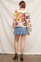 Chunky Oversized Granny Squared Crochet Sweater