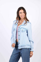 Lightweight Raw Edge Jacket (Sky Blue)