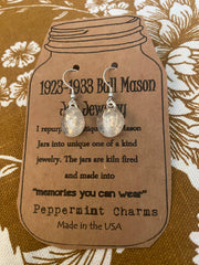 Antique Clear Ball  jar round dangle earring sterling silver