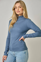 61604 Pointelle Mock Neck Top