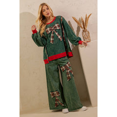 PLAID BOW MINERAL WASH LOUNGE SET (SET8113-75)