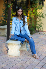Lightweight Raw Edge Jacket (Sky Blue)