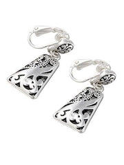 FR6865 Dot Texture & Filigree Trapezoid Metal Clip Earrings