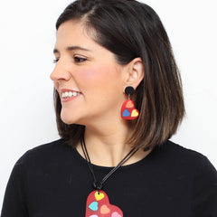 Red Multi-Color Fanciful Heart Earrings