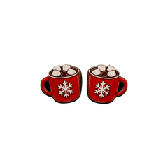 Snowflake Red Mug Stud Earrings #3180
