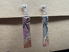 FR4778 Silver Dragonfly Tri-Tone Rectangle Clip Earrings