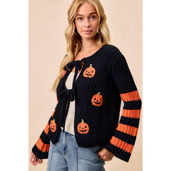 HALLOWEEN THEME FRONT BOW TIED CARDIGAN