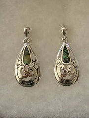FR4869 Abalone Filigree Teardrop Clip On Earrings