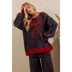 PLAID BOW MINERAL WASH LOUNGE SET