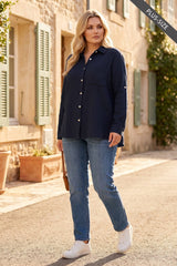 PLUS SIZE 100% Cotton Soft Gauze Button Down Blouse