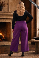 PLUS SIZE High Rise Twill Wide-Leg Pants