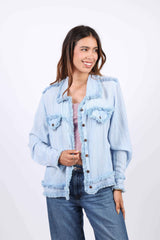 Lightweight Raw Edge Jacket (Sky Blue)