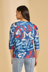 FDJ 3/4 Sleeve V-Neck Top in Pop
