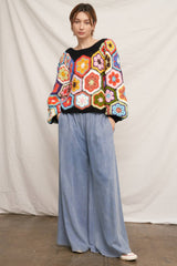 Chunky Oversized Granny Squared Crochet Sweater