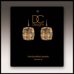 Cocoa Foliage Abstract Button Drop Handmade Earrings