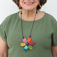 Vibrant Garden Flower Pendant Necklace