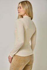 61604 Pointelle Mock Neck Top