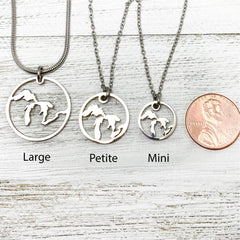 Great Lakes Outline Pendant, large, petite, mini